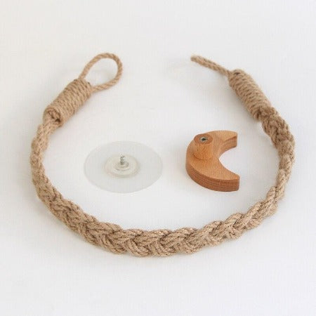 Porte Papier Toilette Mural En Corde Et Perles Bois - Sans Perçage - Pour Salle De Bain Et Cuisine